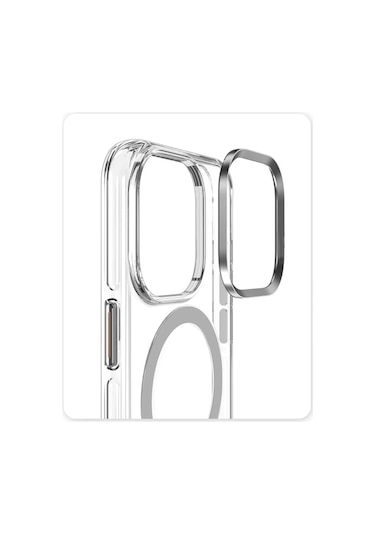 İthalat Apple iPhone Uyumlu  16 Crystal Magsafe Kapak - Şeffaf Beyaz