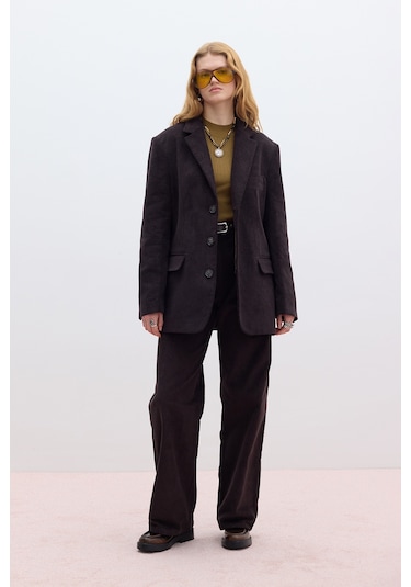 Fitilli Kadife Straıght Fit Pantolon Acı Kahve Acı Kahverengi