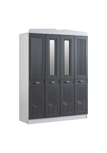 Gardırop, Cunda Mdf Ön Yüzeyli 4 Kapaklı Dolap Çok Renkli