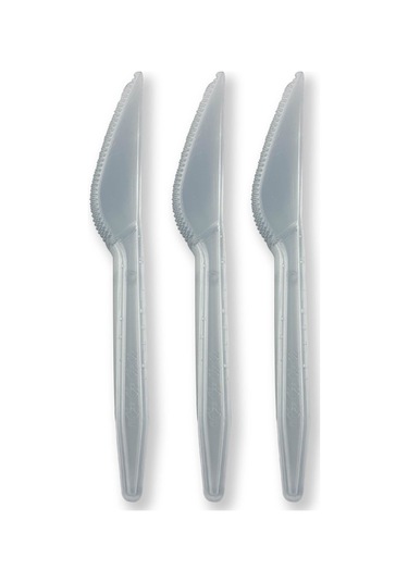 Sert Kalın Plastik Bıçak 1. Kalite Lüks Şeffaf Bıçak 300 Adet Şeffaf