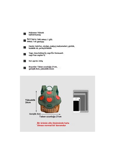 Mini Sevimli Mantar Çanta Yürümeye Başlayan Çocuk Çizgi Film Bebek Sırt Çantası Yeşil