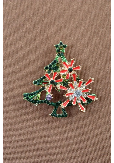 Zirkon Taşlı Cam Ağacı Broş. Yaka İğnesi Çam Ağacı Broş. Kadın Broş, Erkek Broş. Çam Ağacı Broş. Çok Renkli