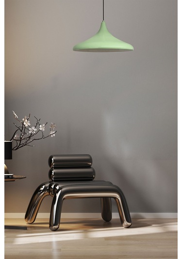 45 Cm Çaplı Champion Xl Mint Yeşili Avize Tekli Sarkıt Lamba Cafe Salon Genç Odası Avizeleri Mint Yeşili