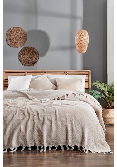 Rebeka Deniz Model Bej - Çift Kişilik Pike Takımı