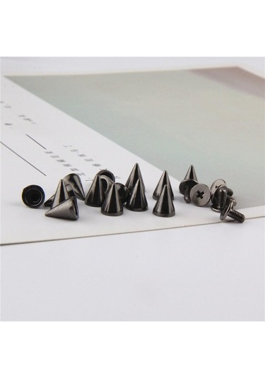 Gun Black 10 Takım 7 10mm Mermi Koni Renkli Çıtçıt Ve Sivri Giysiler Için Dıy El Sanatları Konfeksiyon Perçinler Deri Çanta Ayakkabı