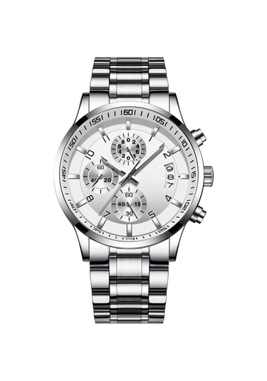 Crrju/kajun 2214 Yeni Erkek İş Saati Erkek Saati Altı Pimli Kronograf Çok İşlevli Paslanmaz Çelik Saat Silverbeltwhitesurface Diğer