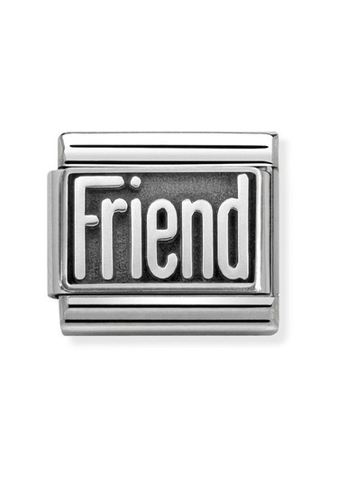 Composable Classic Dekoratif Link - Plakalar Oksitlenmiş - Arkadaş - 925 Gümüş Pembe