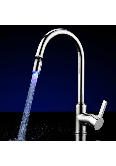 Geeksen Led Musluk Sprey Başlığı 7 Renkli Işık Değişen 360 Derece Dönebilen Mutfak Musluğu Musluk Lavabo Musluğu Sprey Başlığı Banyo Havzası Uzatma Uzatma Elektrik Gerektirmez Diğer