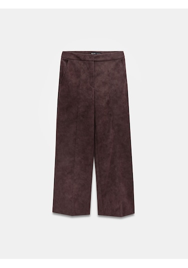 Dilvin 72257 Dikiş Detaylı Süet Pantolon-bordo Bordo