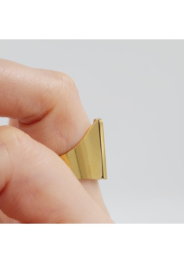 Çelik Gold Düz Kesim Harf Yüzük -a Harfi- Ayarlı Ölçü-1888