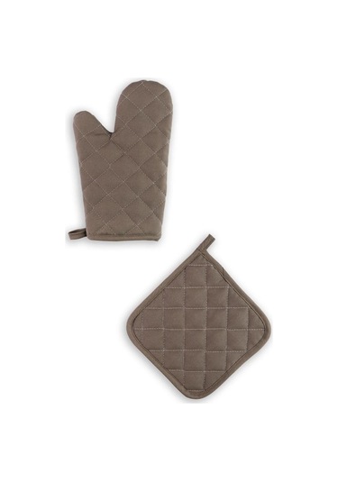 Yanmaz Fırın Eldiveni Ve Fırın Tutacağı 1 Eldiven 1 Tutacak Antrasit