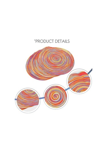 Ulzyvf Yuvarlak Yemek Set Renkli Renkli Paspaslar Örtüsü Örgülü Mutfak Masası Çok 6'lı Vh Çok Renkli