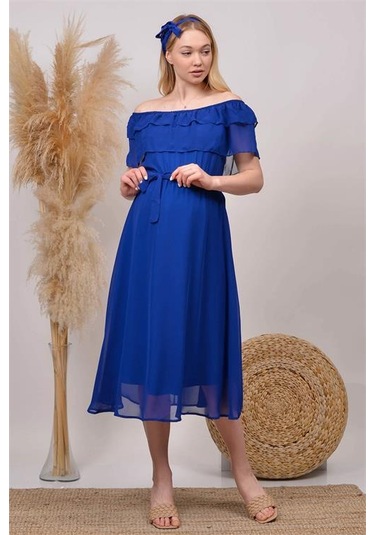 Kadın Kuşaklı Şifon Hamile Elbisesi Dphml8060 Saks