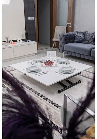 Home Üst Tabla Mdf Beyaz Oval Köşe Alt Ayak Siyah