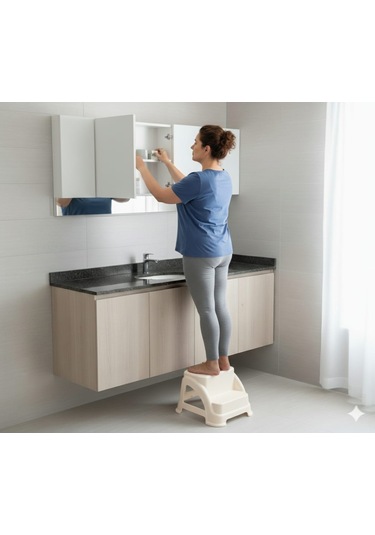 135 Kg Taşıma Kapasiteli Basamaklı Tabure Pudra