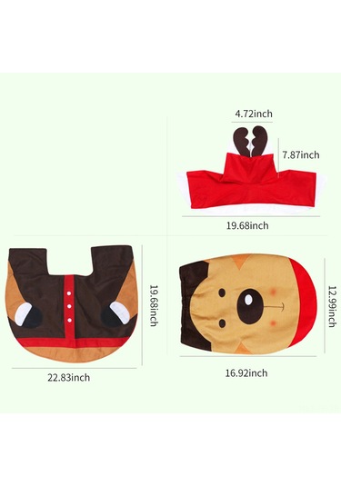 Folinda Elk Desenli Noel Banyo Dekorasyon Seti: Doku Battaniye + Tuvalet Kapağı Örtüsü + Tank Kapağı - Yumuşak, Kaymazsız, Yeniden Kullanılabilir Diğer