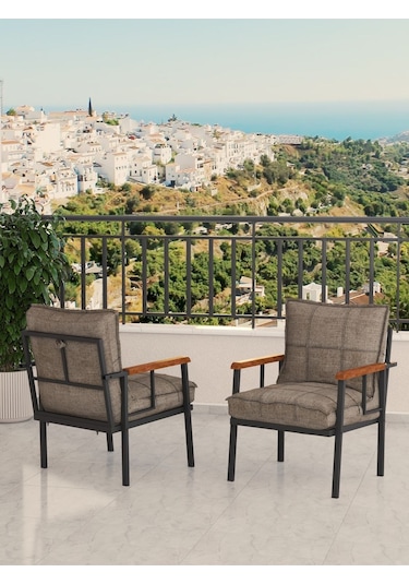 Modern Balkon, Bahçe, Cafe, Metal Koltuk, Kanepe Tekli - Cappucino Cappuccino