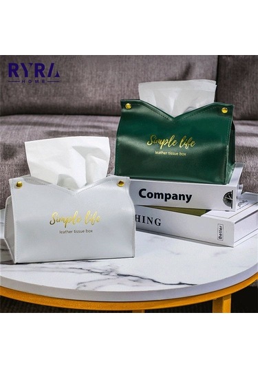 Deri Doku Tutucu Ev Peçete Saklama Kutusu Su Geçirmez Toz Doku Kutusu Mutfak Ofis Doku Kutuları Oturma Odası Dekorasyon