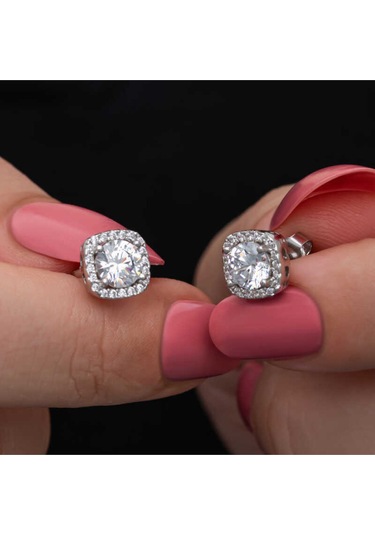 Casera's Gümüş Kare Montür Tek Taş Kadın Set Csr2185531 Gümüş