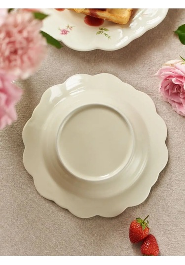 Roomi Çiçek Desenli 19,5 Cm Yemek Tabakı 220 Ml 168299148 Beyaz