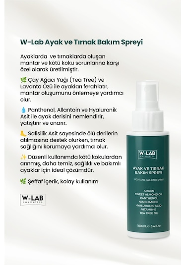 W-Lab Cosmetics Ayak Ve Tırnak Bakım Spreyi 100 Ml