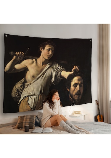 Caravaggio - David With The Head Of Goliath, Davud Goliath'ın Başı Duvar Örtüsü-7066