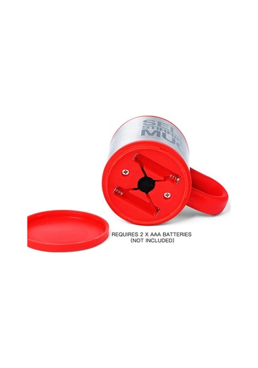 Kişiye Özel Kendini Karıştıran Mikser Kupa Termos Bardak Kırmızı - Self Stirring Mug Saydam