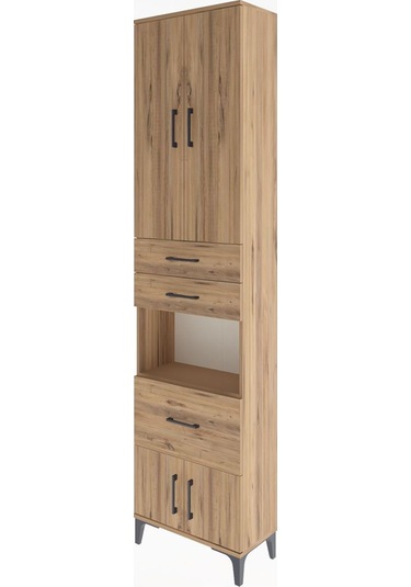 Arges Dolap 4 Raflı 3 Çekmeceli 2 Kapaklı 60x30x243 Çam-çam Atlas Çam