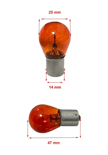 12v 21w 93 Düz Tırnak Turuncu Sinyal Ampulü 10 Adet