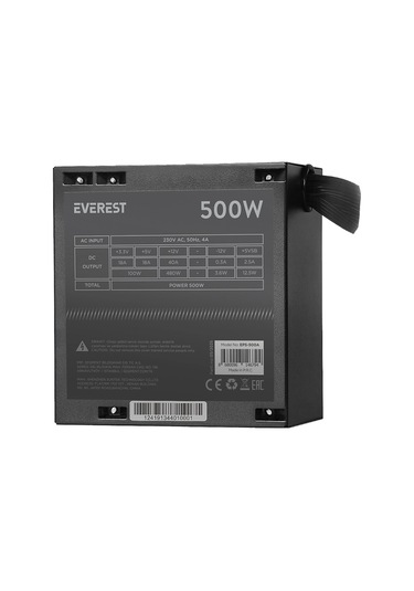 Everest Eps-500a, 500w, 12cm Fan, Atx, Gamıng Power Supply Psu Bulk