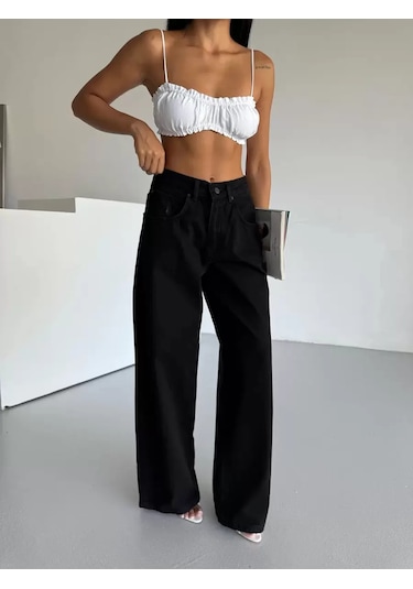 Paradise Blaka-05 Örümcek Baskılı Siyah Baggy Jean Çok Renkli