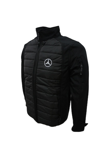 Uniprom Erkek Mercedes Mont Softshell-Ray Desen Likralı Siyah 5 Cepli Siyah