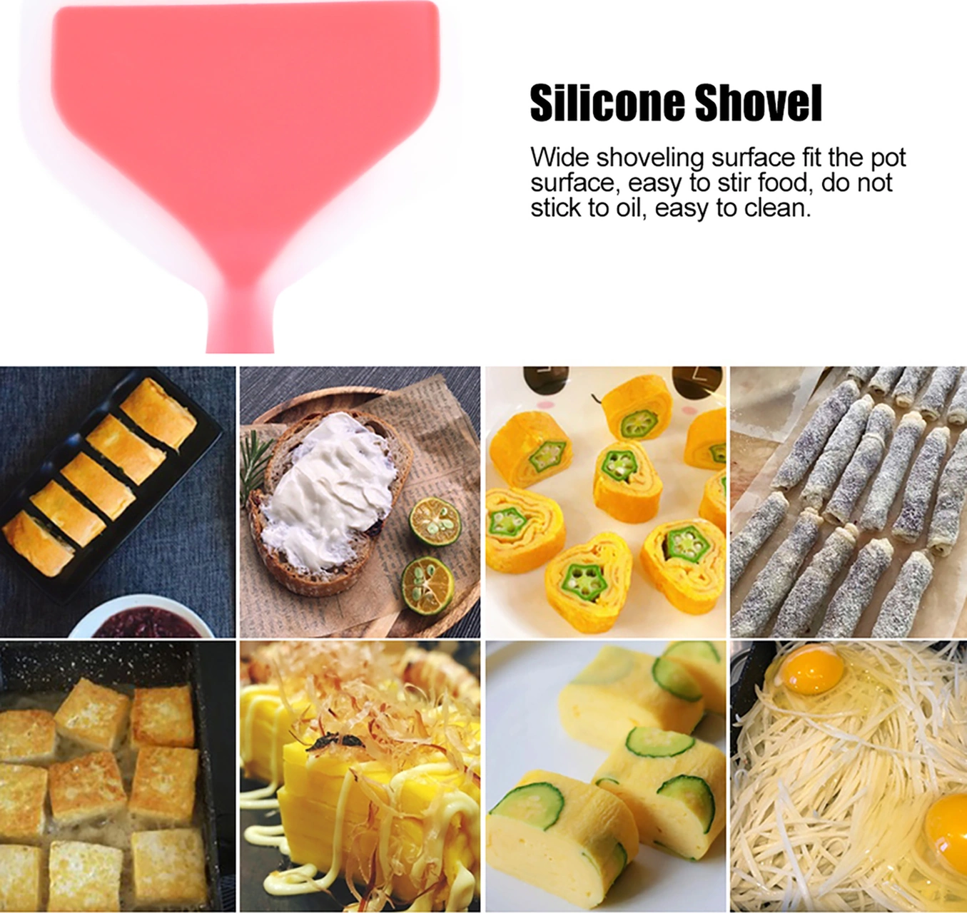 Kosona Yüksek Sıcaklığa Dayanıklı Gıda Grubu Silikon Shovel, Kaygan Tencere Uyumlu Geniş Yüzeyli, Yumurta/pizza/steak Pişirme Kolu, Ergonomik Tutuş, Kolay Temizlenir Turuncu Kollü