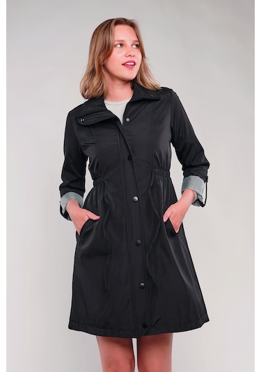 Gabria Kol Katlamalı Trenchcoat Siyah