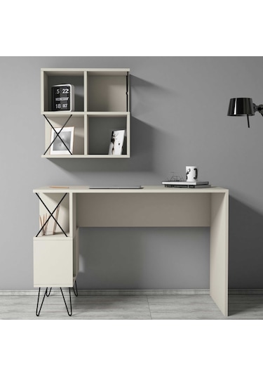 Variant Variant Extra Duvar Raflı Çalışma Masası - Krem