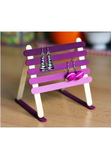 Puti Renkli Ahşap Dar Dondurma Dil Çubuğu 50 Li Paket