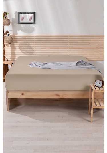 Nordqueen %100 Pamuk Tek Kişilik 100 200 Lastikli Çarşaf Bej