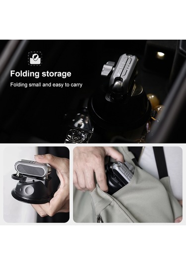 Leezsing Evrensel Araç İçi Emme Bağlantılı Çift Küreli 360 Dönebilen Telefon Ve Kamera Tutucu - İphone, Gopro, Dslr Uyumlu