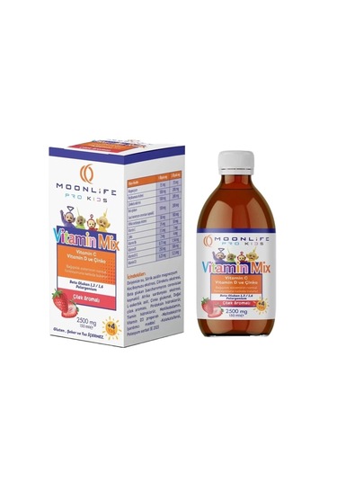 Moon Life Vitamin C Ve D Çinko Beta Glukan Çilek Aromalı Takviye Edici Gıda 150 ML
