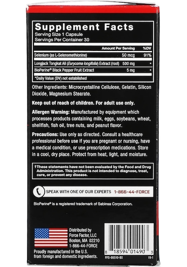 Force Factor, Longjack Tongkat Ali, 500 Mg, 30 Capsules