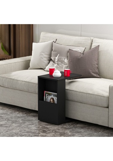 Bono Tekerlekli C Sehpa - Siyah Siyah