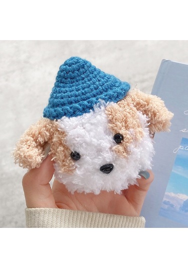 Airpods Uyumlu 3 Peluş Kulaklık Koruyucu Yumuşak Kılıf İçin Mavi Kahverengi Köpek Mavi