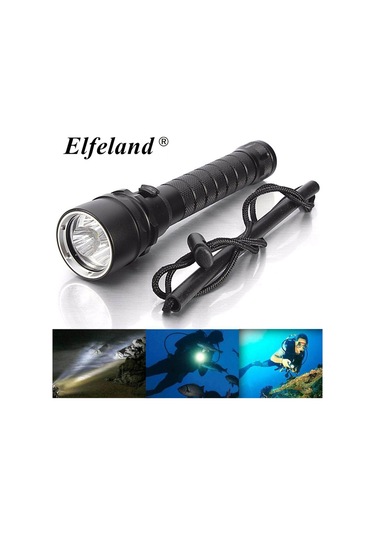 Elfeland 15000lm 3x L2 Led Dalış Sualtı 100m El Feneri Su Geçirmez Siyah