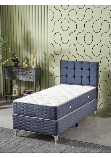 Beehanem Bengü 90x190 Tek Kişilik Baza Başlik Yatak 3 Lü Set Indigo Babyface Indigo 120 X 200