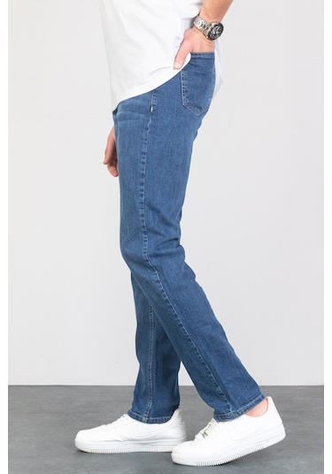 HLT Jeans Erkek Açık Mavi Regular Boru Paça Esnek Likralı Kot Açık Mavi