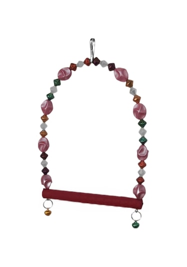 Markapet Boncuklu Ve Tünekli Kuş Salıncağı 10 Cm-14 Cm Bordo