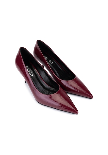 Tamer Tanca Kadın Suni Deri Bordo Rugan Topuklu Ayakkabı 1160 2026 Bn Ayk Sk25-26 Bordo Krsk Rgn Bordo