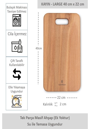 Yekpare Masif Ahşap Sunum Tahtası Kesme Tahtası Kayın Large 8