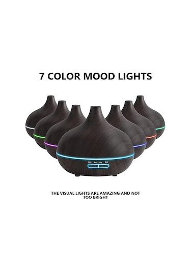 Taşınabilir Hava Nemlendirici Aromaterapi Yağ Difüzörü Ahşap Tahıl Renkli Gece Germany Dark A Çok Renkli