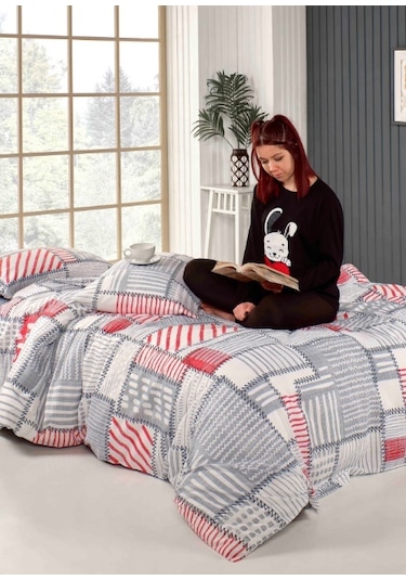 Tabu Home Patchwork Çift Kişilik Nevresim Takımı Antrasit